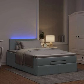 Cama otomana com colchão 120x190 cm tecido cinzento claro