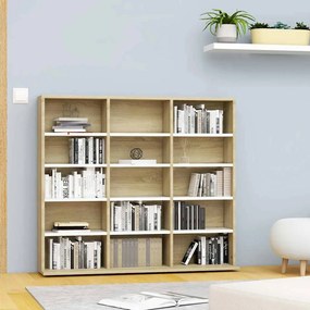 vidaXL Armário CD 100x23x89,5cm contraplacado branco e carv. sonoma