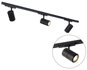 Sistema de calhas preto com LED regulável 3 luzes 3 fases esquerda - Ruler 38