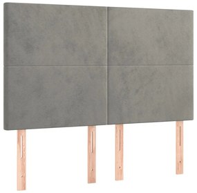 Estrutura de cama sem colchão 140x200 cm veludo cinzento-claro