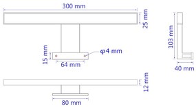 Candeeiro para espelho 5 W branco frio