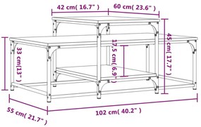 Mesa de centro 102x60x45 cm derivados madeira carvalho castanho