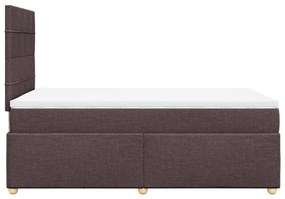 Cama boxspring com colchão 120x190 cm tecido castanho-escuro