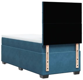 Cama boxspring com colchão 90x190 cm veludo azul