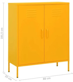 Armário de arrumação aço 80x35x101,5 cm amarelo mostarda
