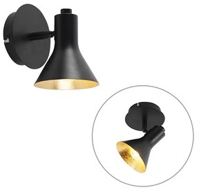 Foco moderno preto com dourado 1-luz - Magno Moderno