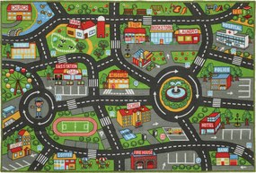 AIYAPLAY Tapete Infantil Estrada de Cidade 200x150 cm Tapete Educativo Antiderrapante para Bebés Multicor | Aosom Portugal