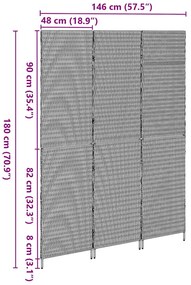 Divisória de Ambiente VidaXL 3 Painéis Dobrável Castanho 146x180 cm Po