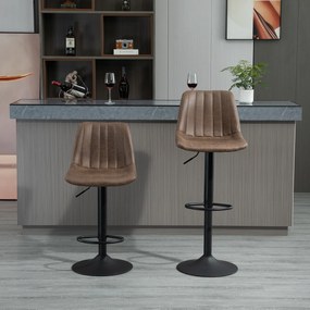 Conjunto de 2 bancos de bar de estilo vintage, com altura ajustável, giratórios e apoio para os pés, na cor castanha