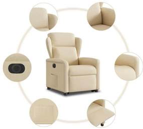 Poltrona reclinável elevatória elétrica tecido cor creme