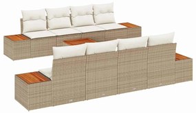 Conjunto de Sofá de Jardim vidaXL com Almofadas Bege Vime PE Acácia