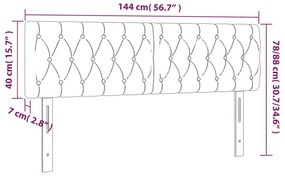 Cabeceira de cama c/ luzes LED tecido 144x7x78/88 cm castanho