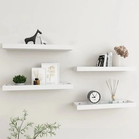 vidaXL Prateleiras parede Loggia 4 pcs 60x15x4cm MDF branco