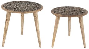 Conjunto de 2 mesas de apoio em madeira clara de mango SHARMA Beliani