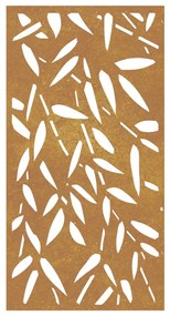 Decoração p/muro jardim 105x55cm aço corten design folhas bambu