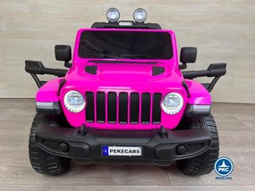 Carro eletrico crianças Jeep Wrangler Rubicon MP4 12V 2.4G Rosa