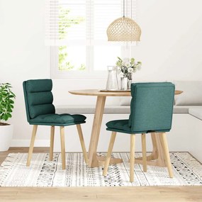 Cadeiras de jantar 2 pcs tecido verde-escuro