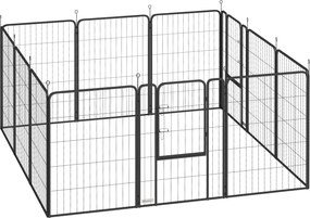 PawHut Parque para Cães de 12 Painéis 68x100 cm Parque Dobrável para Cães Médios com Portas Fecho e Estacas Preto | Aosom Portugal