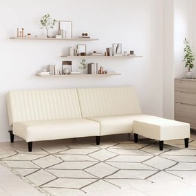 vidaXL Sofá-cama 2 lugares c/ apoio de pés couro artificial cor creme