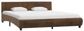 vidaXL Estrutura de cama 180x200 cm couro artificial castanho