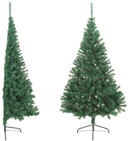 Meia árvore de Natal artificial com suporte 240 cm PVC verde