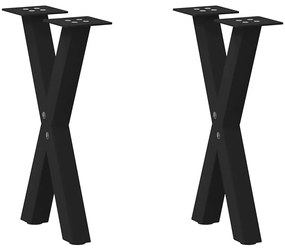 vidaXL Pés para mesa de centro em formato de X, 2 peças, preto, 28x(42-43) cm, aço