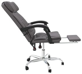 Cadeira massagens escritório reclinável couro artificial cinza