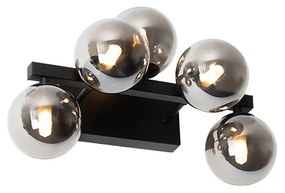 Aplique moderno preto com vidro fumê 5 luzes - Bianca Art Deco