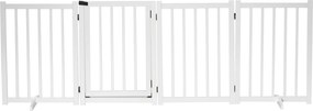 Barreira para Cães Dobrável Barreira para Cães Pequenos e Médios de 4 Painéis com Porta para Escadas e Corredores 237,5x36x80 cm Branco