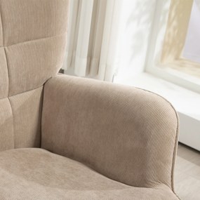 Conjunto de Poltrona de Sala e Apoio para os Pés, 80 x 72 x 101 cm, Encosto Alto, Castanho