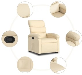 Poltrona reclinável elevatória tecido cor creme