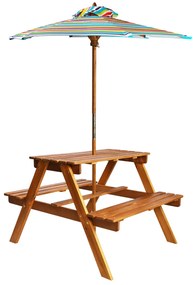 Mesa de piquenique com guarda-sol 79x90x60 cm acácia maciça