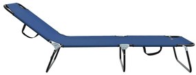 Chaise Longue Dobrável 2 pcs Azul Portátil em Tecido Oxford 600D