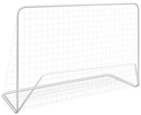 Balizas de futebol com redes 2 pcs aço 182x61x122 cm aço branco