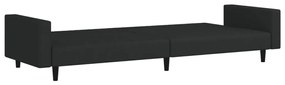 Sofá-cama de 2 lugares veludo preto
