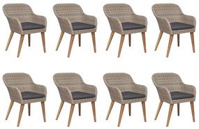 9 pcs conjunto de jantar para jardim vime PE castanho