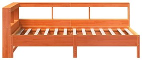 Cama com estante sem colchão 75x190cm pinho maciço castanho-mel
