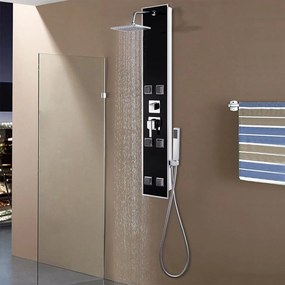 142991 vidaXL Coluna de duche em vidro 18x42,1x120 cm preto