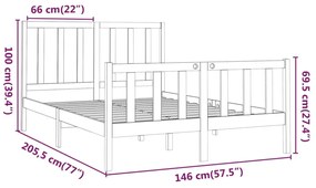 Estrutura de cama 140x200 cm pinho maciço