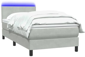 Cama com molas/colchão cinzento-claro 80x210 cm veludo