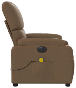 Poltrona de massagens reclinável elétrica tecido castanho