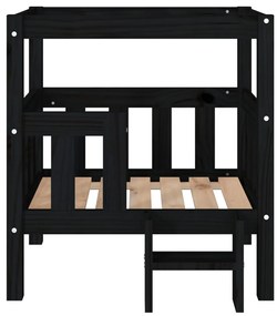 Cama para cães 65,5x43x70 cm madeira de pinho maciça preto