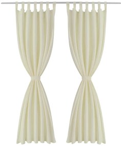 Cortinas de cetim com presilhas, 2 pcs, 140 x 175 cm, creme