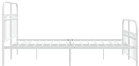 Estrutura de cama com cabeceira e pés 140x190 cm metal branco