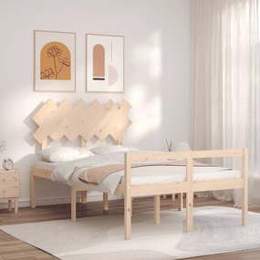 vidaXL Cama de casal para idosos com cabeceira madeira maciça