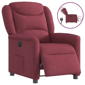 vidaXL Poltrona elétrica reclinável tecido vermelho tinto