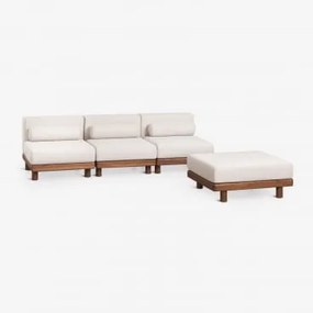Sofá Modular De Jardim De 3 Peças E Puff Em Acácia Edrien Castanho Acácia - Sklum