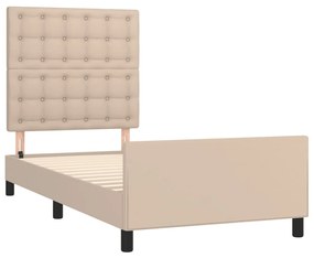 Estrutura cama cabeceira 100x200 cm couro artificial cappuccino