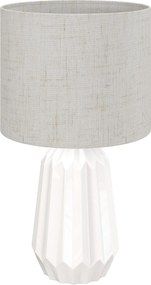 HOMCOM Candeeiro de Mesa com Base de Cerâmica e Ecrã de Linho Estilo Retro com Interruptor E27 40W Ø22x39 cm Branco e Bege | Aosom Portugal
