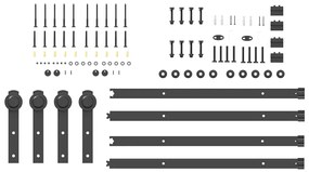 Kit de ferragens para porta deslizante 152,5 cm aço preto